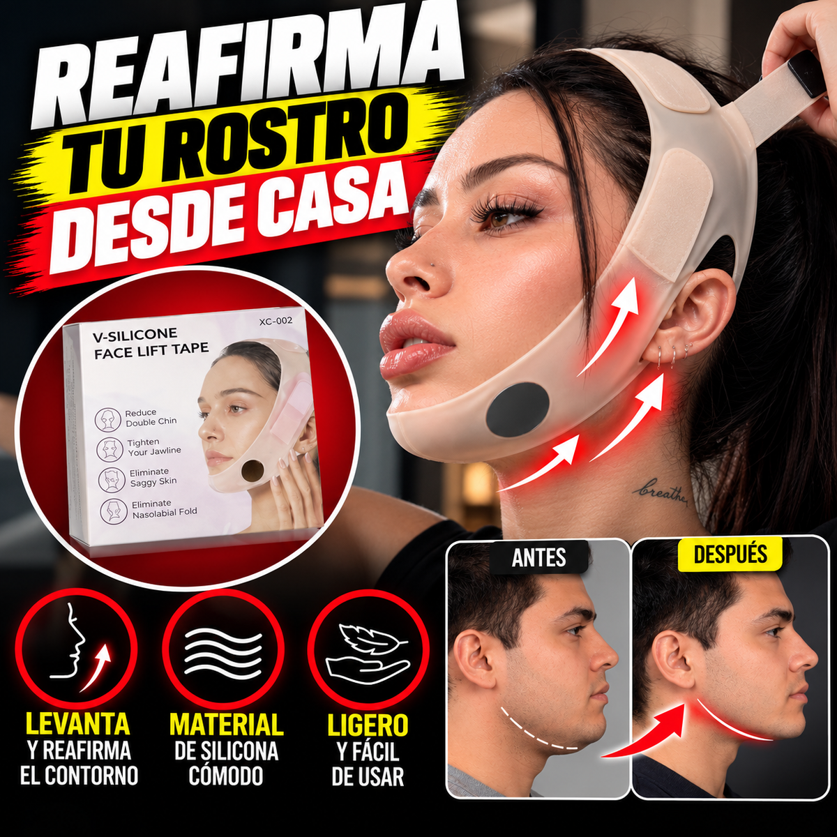 ✨ Banda Facial Reafirmante | Realza tu contorno facial y dale soporte a tu papada 💆♀️