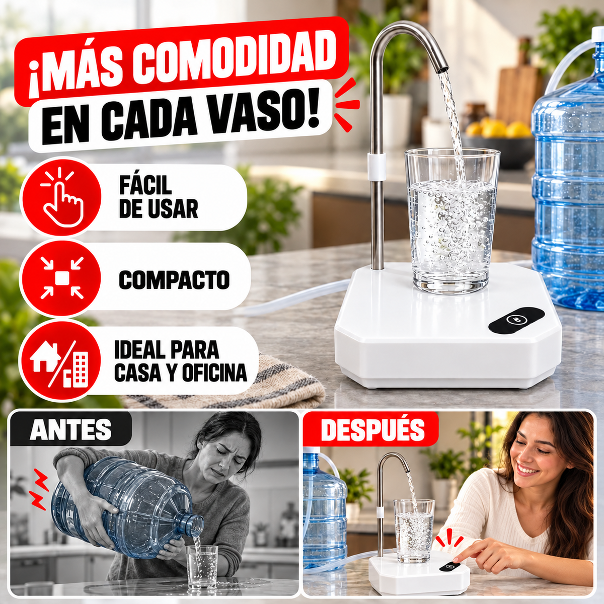 🚰 Dispensador de Agua Automático | ¡Sin Bombear, Sin Derrames y Sin Complicaciones!