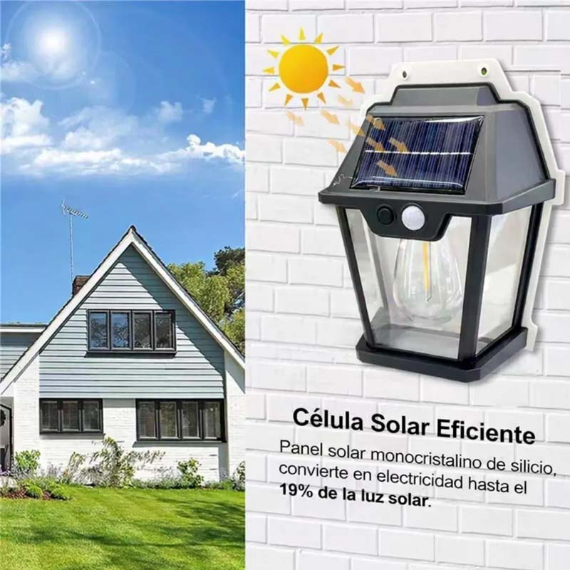 LAMPARA EXTERIOR SOLAR CON PANEL LED - DASE -0374 X60