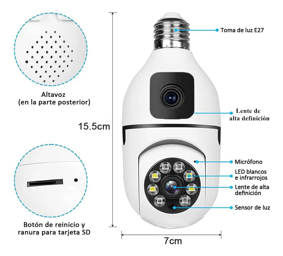 CAMARA BOMBILLA DOBLE IPEAR SD-E27-2B
