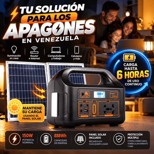 Estación de energía / carga portátil con panel solar - batería recargable portátil 150W
