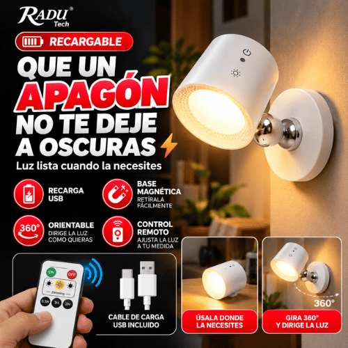 Lámpara LED Recargable 360° | Ten luz incluso cuando falla la electricidad ⚡