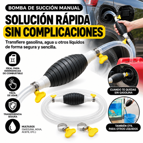 Bomba de Succión Manual – Transfiere Gasolina Sin Complicaciones