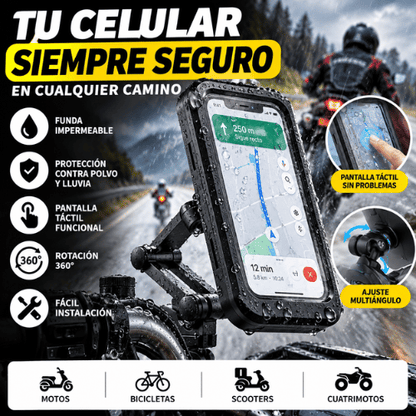 Soporte Impermeable para Celular – Protege tu Teléfono de la Lluvia Mientras Conduces
