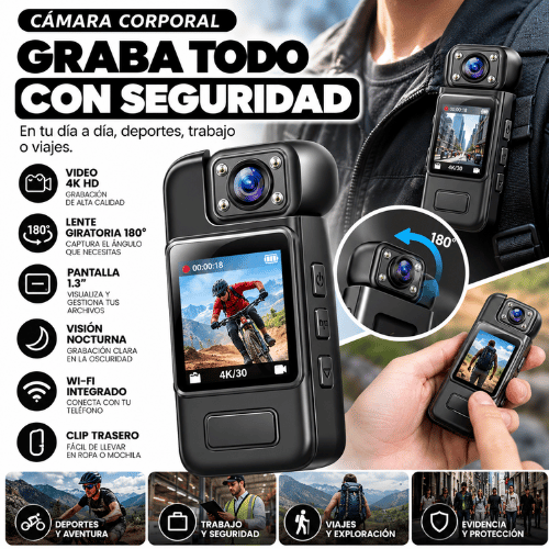 Mini Cámara Corporal 4K | Graba Todo con las Manos Libres