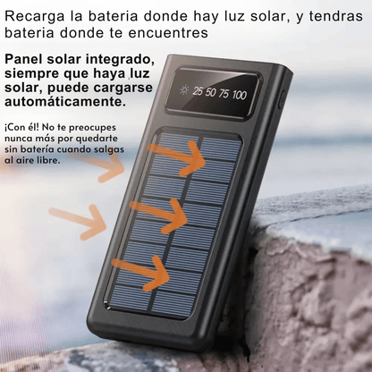 MEGA Power Bank DE 30.000mAh - VERSION MASTER con PANEL SOLAR de 4 cables USB - MULTIDISPOSITIVO