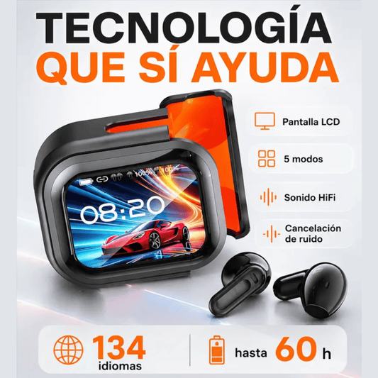 Audífono Traductor NE20 Con Inteligencia Artificial - Traduce 135 Idiomas - Pantalla Táctil