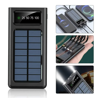 MEGA Power Bank DE 30.000mAh - VERSION MASTER con PANEL SOLAR de 4 cables USB - MULTIDISPOSITIVO