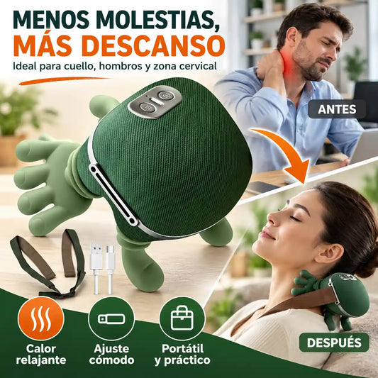 Masajeador de Cuello y Hombros con Calor - Manos Reales en Casa 🤲