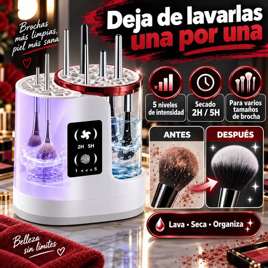 LavaBrochas Eléctrico 3 en 1 ✨ | Limpia, seca y organiza tus brochas
